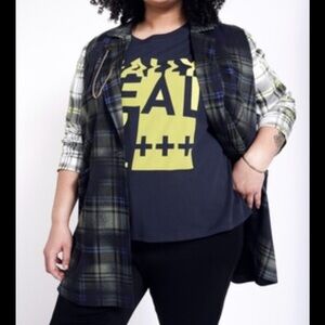 Wildfang Plaid Blazer in Black and Blue